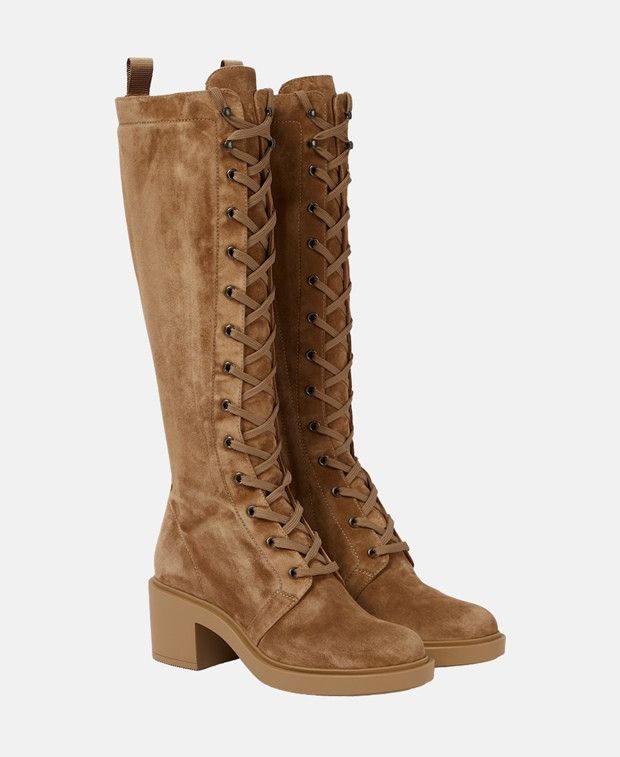 Gianvito Rossi Lace-Up Boots in Camel, Women's (Size 5)