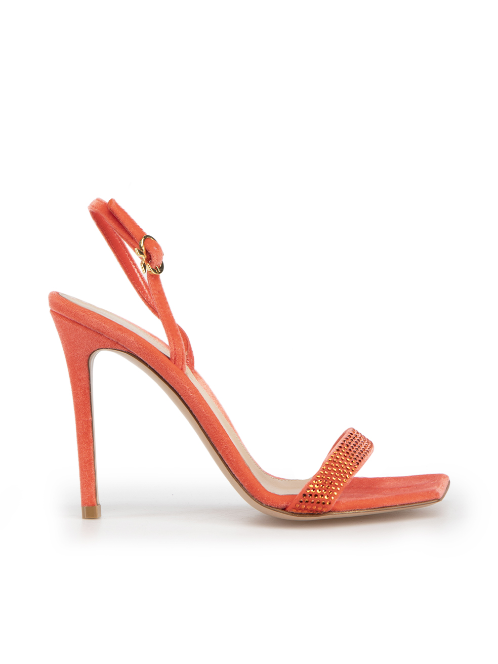 Gianvito Rossi Orange Velvet Britney Heeled Sandals