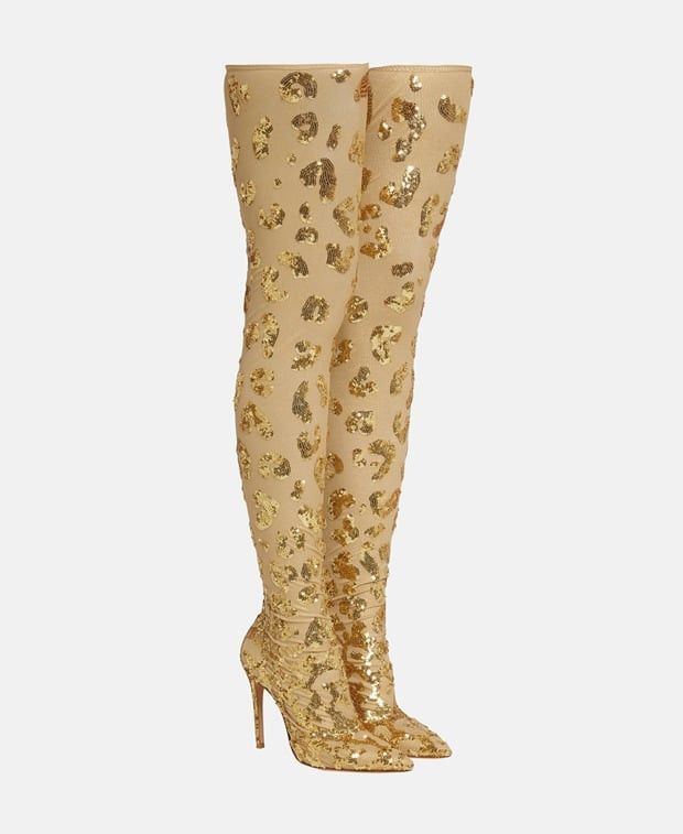 Gianvito Rossi Over-The-Knee Boots in Beige, Women's (Size 8)