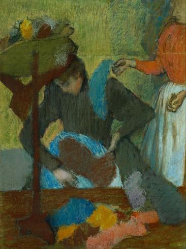 Giclee Print: Chez la modiste (At the hat-makers) Pastel, 1905-1910 by Edgar Degas: 12x9in