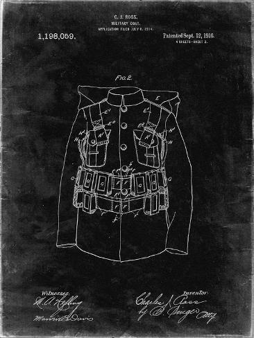 Giclee Print: PP465-Black Grunge World War 1 Military Coat Patent Poster by Cole Borders: 12x9in