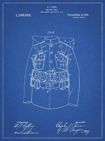 Giclee Print: PP465-Blueprint World War 1 Military Coat Patent Poster by Cole Borders: 12x9in