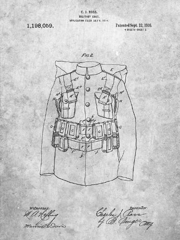 Giclee Print: PP465-Slate World War 1 Military Coat Patent Poster by Cole Borders: 12x9in