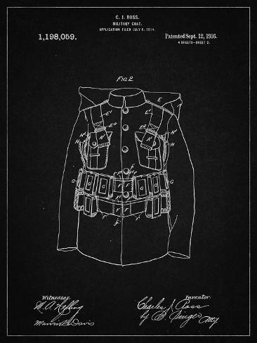 Giclee Print: PP465-Vintage Black World War 1 Military Coat Patent Poster by Cole Borders: 12x9in