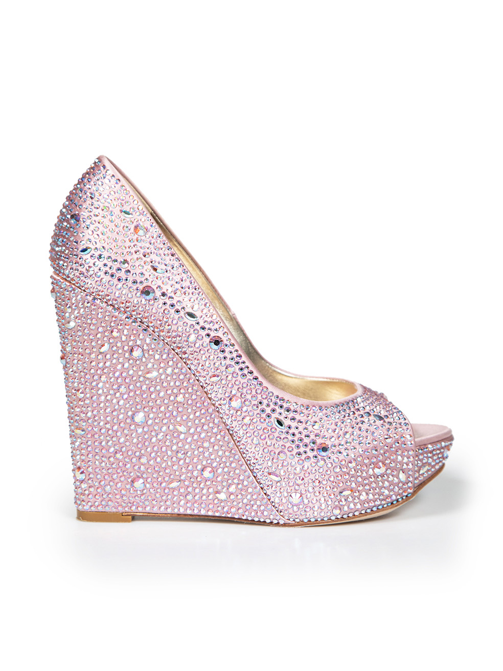 Gina Pink Crystal Embellished Wedge Heels