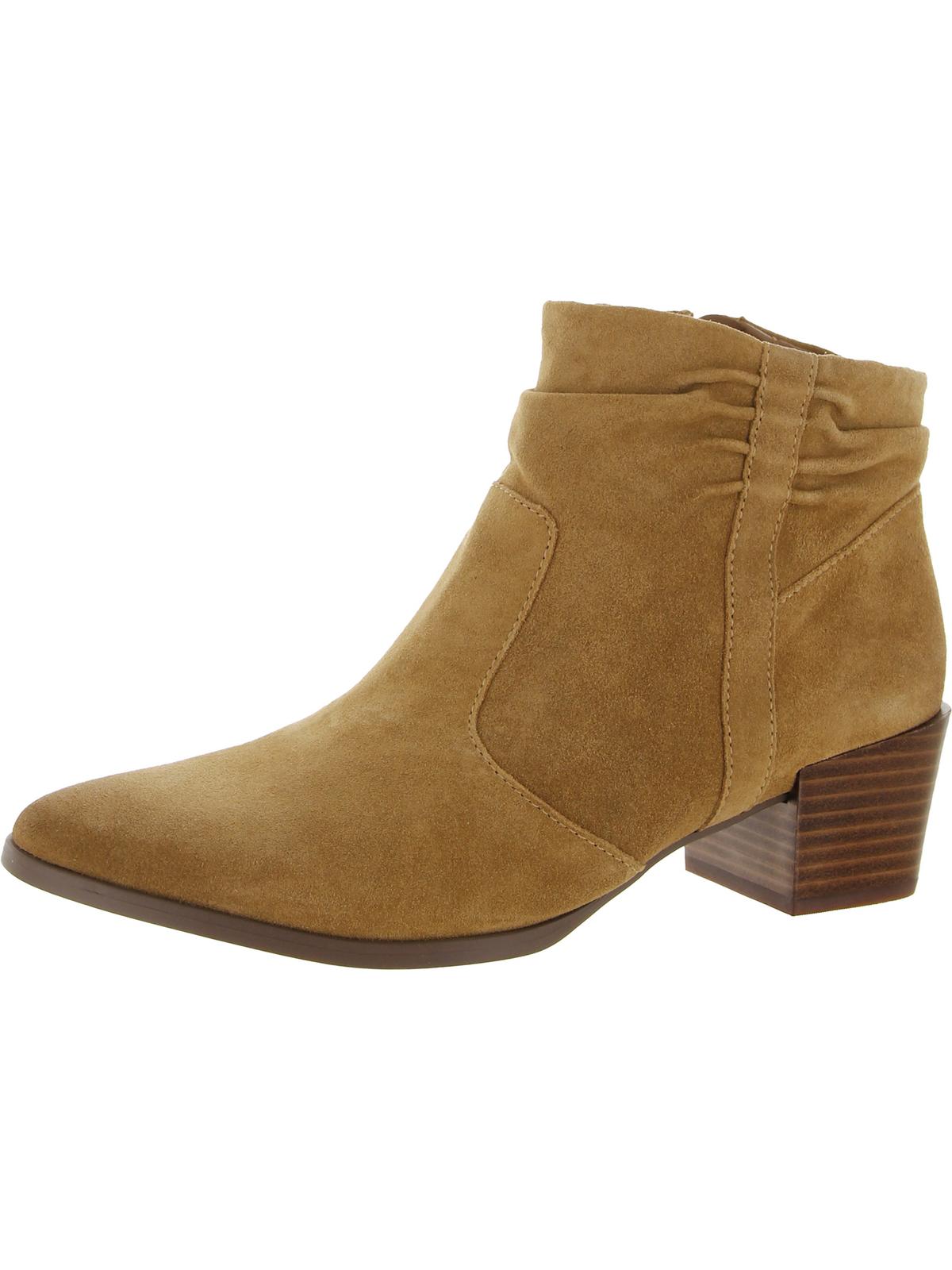 Gina Womens Leather Block Heel Ankle Boots