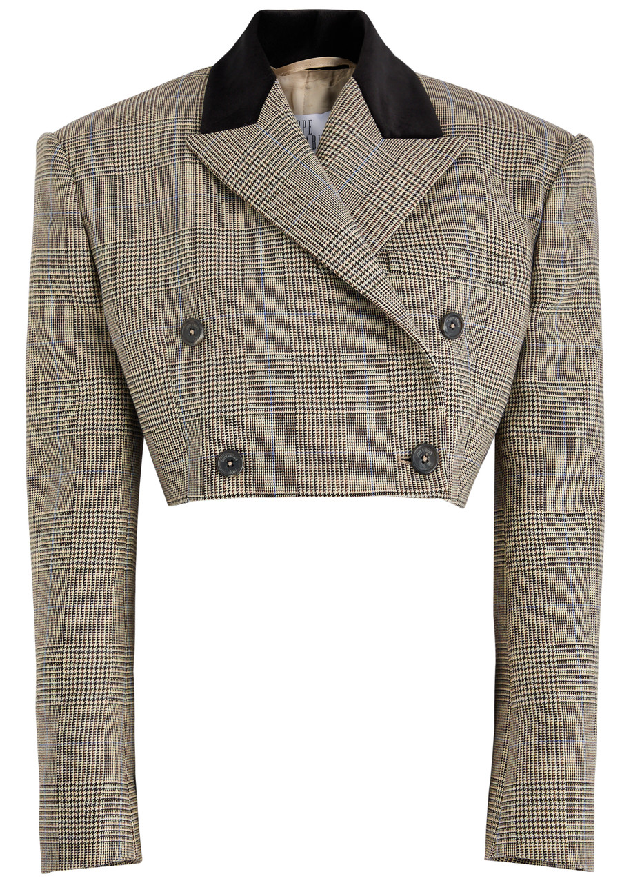 Giuseppe DI Morabito Houndstooth Cropped Blazer - Brown - IT42 (UK10 / S)