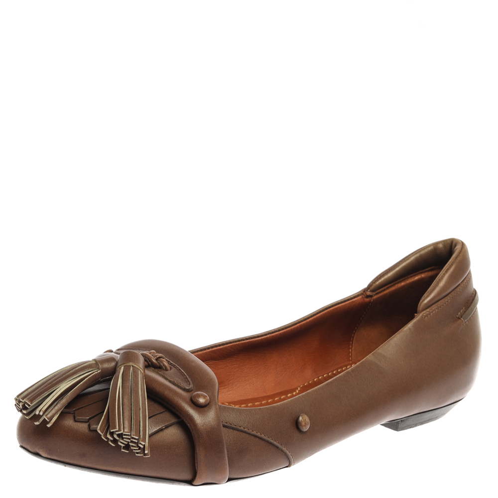 Givenchy Brown Leather Tassel Loafers Size 37.5