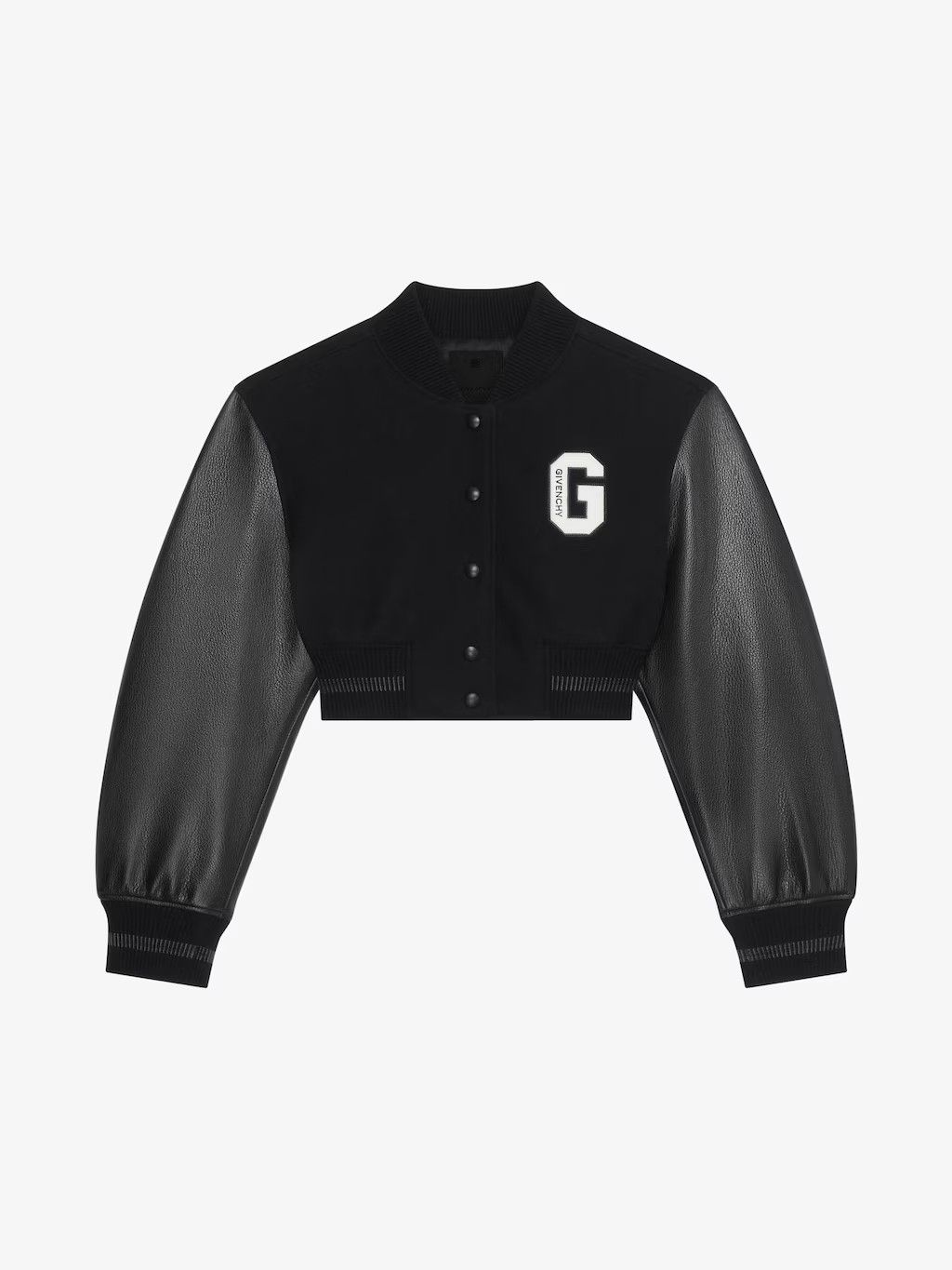 Givenchy O1Srvl11E0125 College Cropped Varsity Jacket In Black/white, Women's (Size Large)