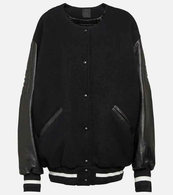 Givenchy O1Srvl11E0125 Oversized Wool Blend Varsity Jacket In Black, Women's (Size Medium)