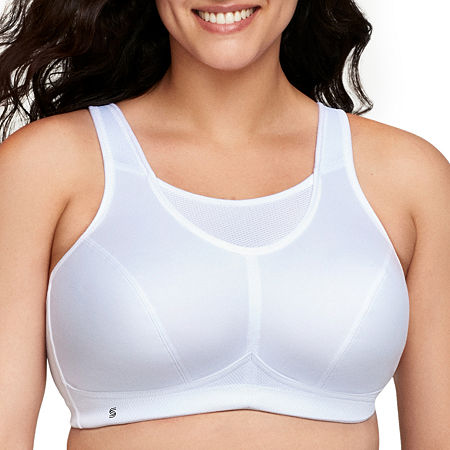 Glamorise No-Bounce Camisole Sports Wirefree Bra-1066, D, White