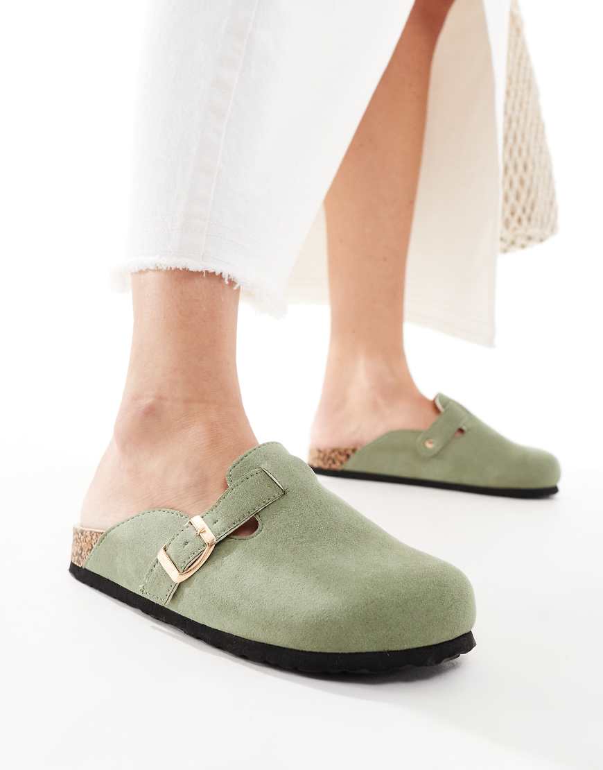 Glamorous mules in khaki-Green