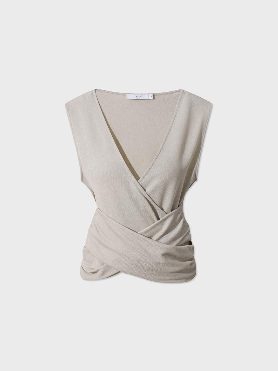 Glitter Wrap V-neck Tank Top [Beige] (IOSTS25103BEL)