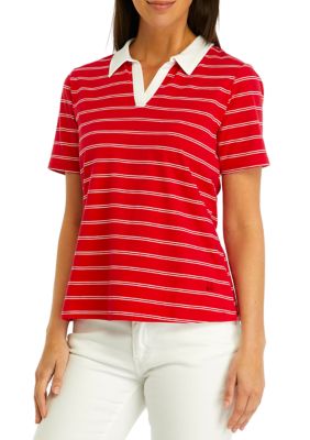 Gloria Vanderbilt Women's Amanda Polo Top, Red, Small