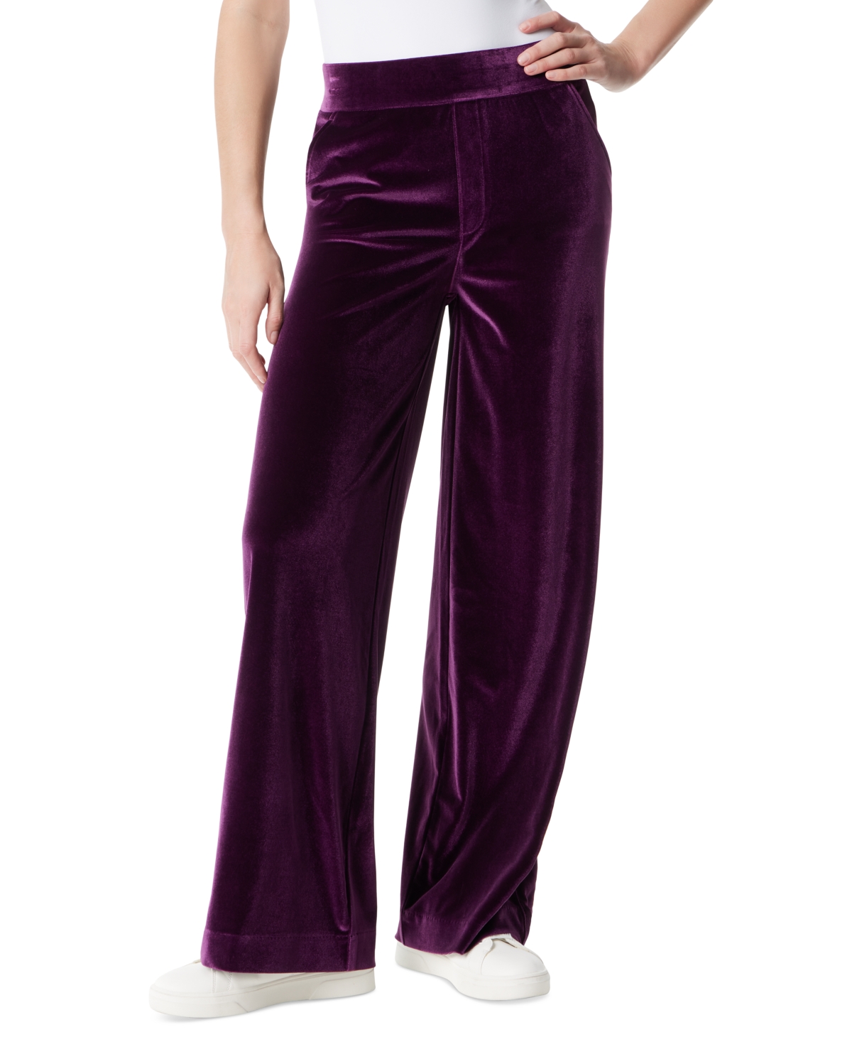 Gloria Vanderbilt Women's High-Rise Wide-Leg Velvet Pants - Electric Violet