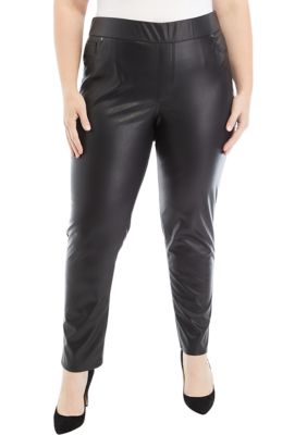 Gloria Vanderbilt Women's Plus Size Avery Slim Faux Leather Pants, Black, 24W