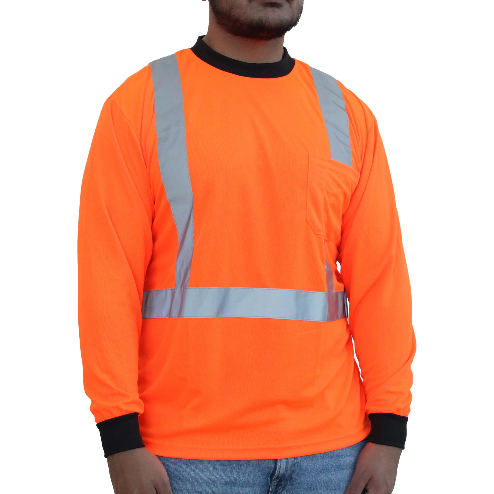 Glow Shield Adult Unisex Orange Mesh Long Sleeve Sweatshirt (2Xl) Polyester | HW202FO (2XL)