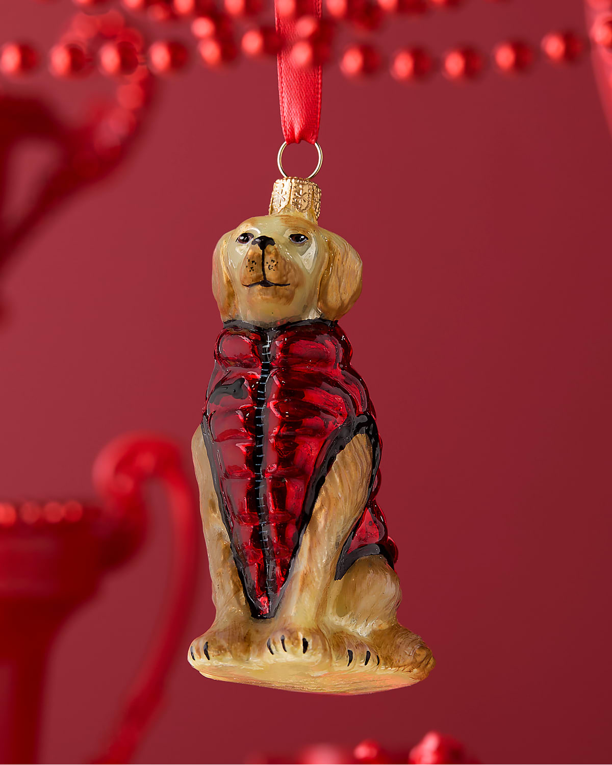 Golden Retriever W/ Puffer Coat Christmas Ornament