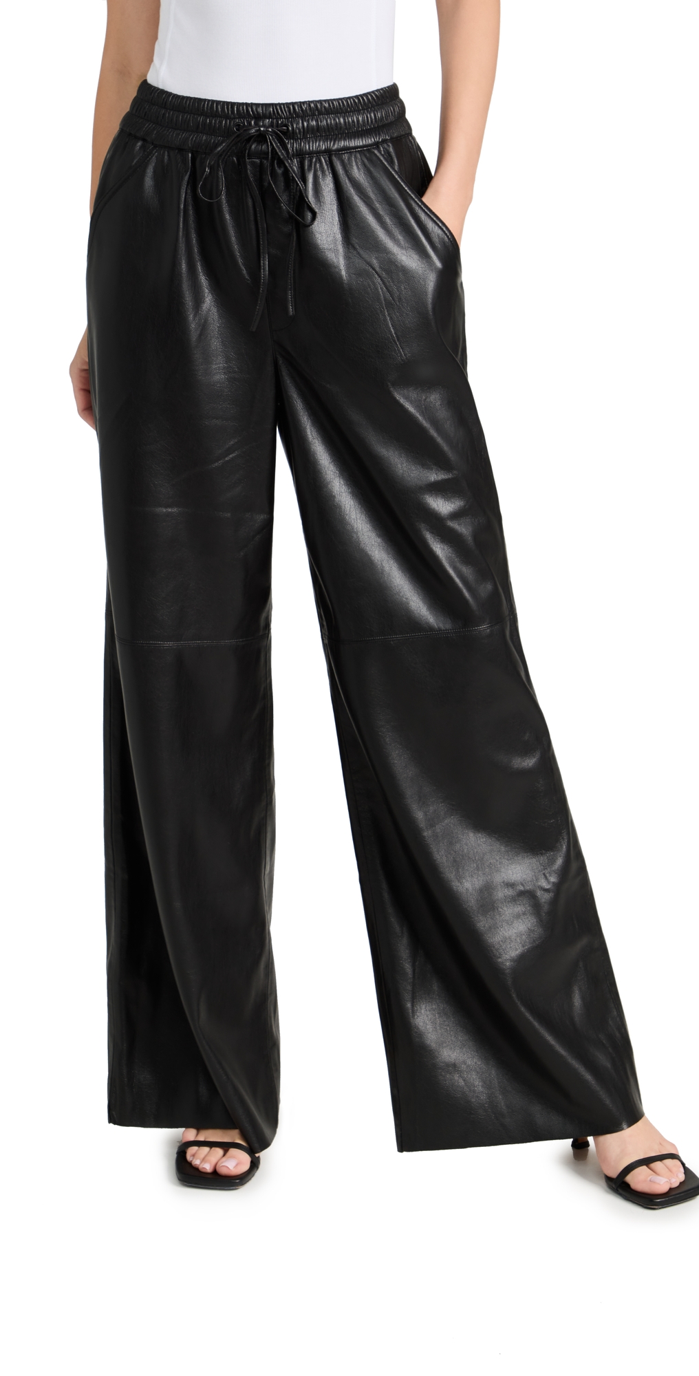 Good American Leather Wide Leg Pants Black001 0