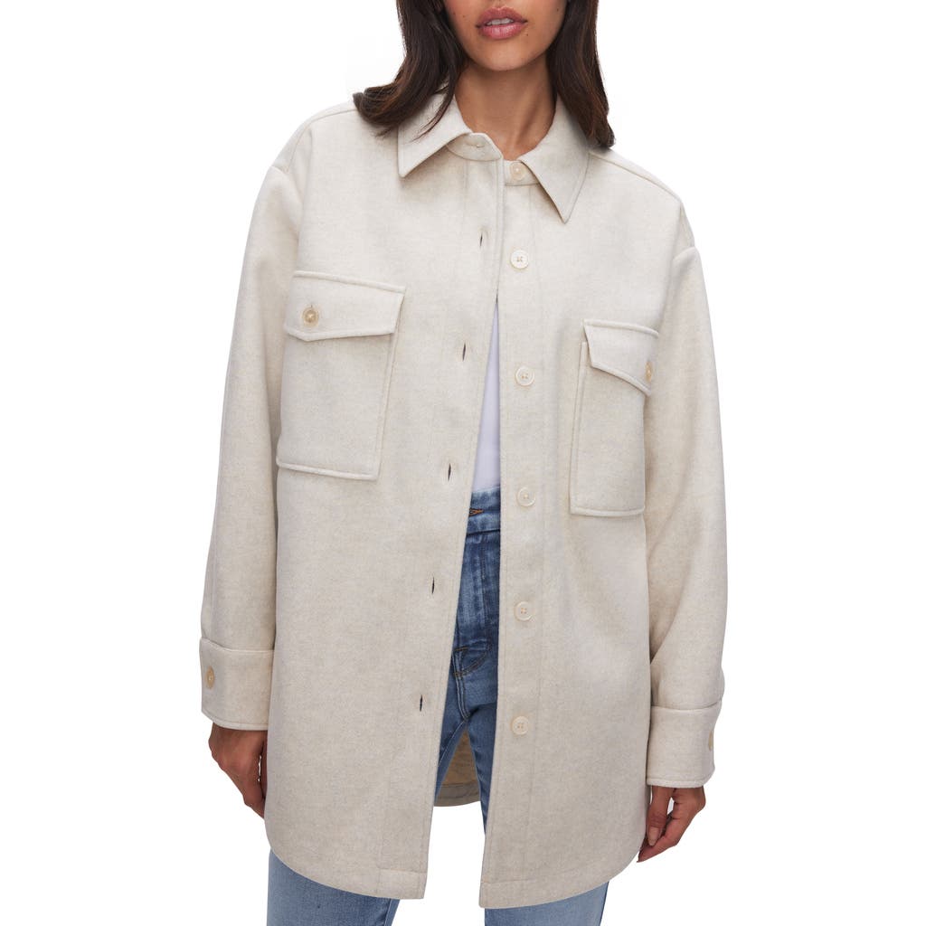 Good American Longline Shacket in Oatmeal Heather001 at Nordstrom Rack, Size Xx-Small/x-Small