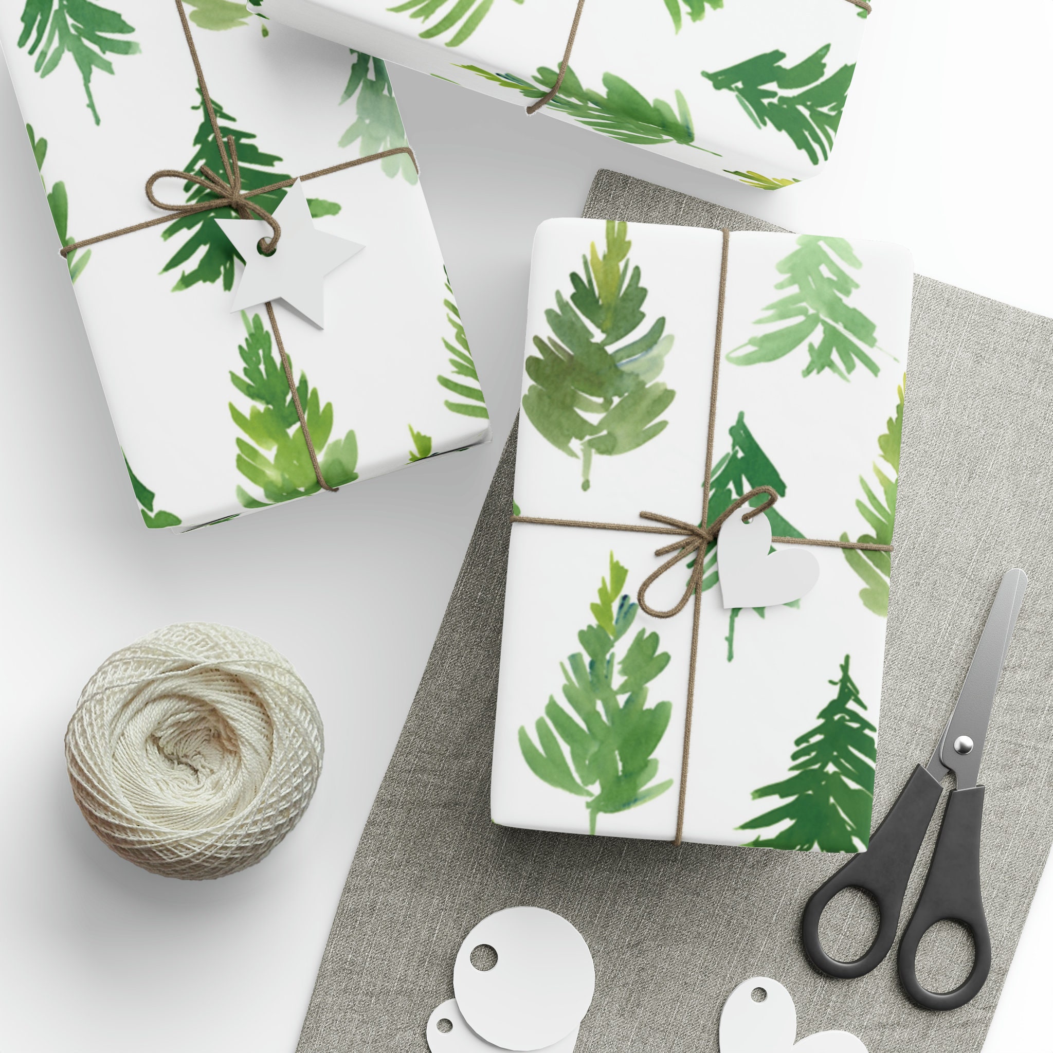 Gorgeous Green Pastel Trees Christmas Gift Wrap - Wrapping Paper Great Holiday Theme Decor Top