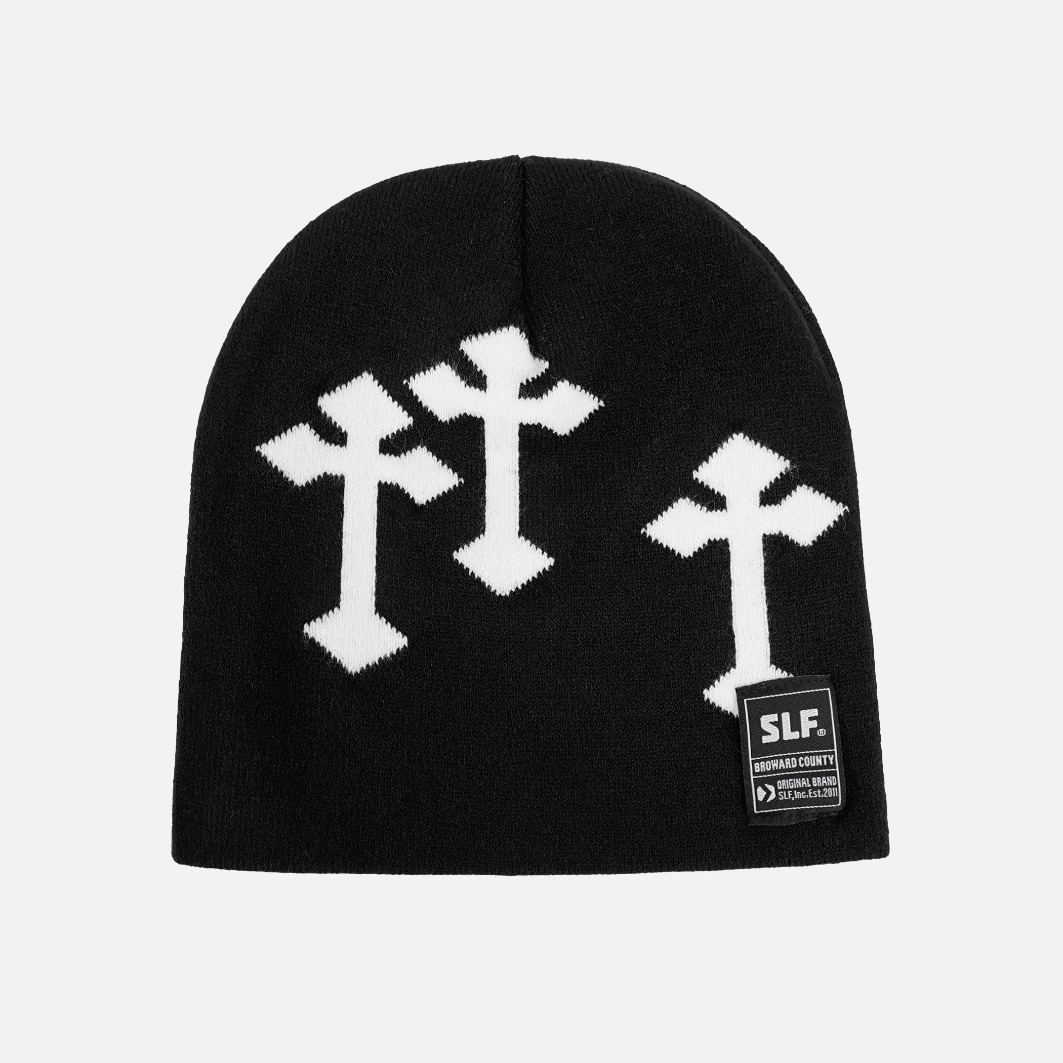 Gothic Cross Black White Beanie