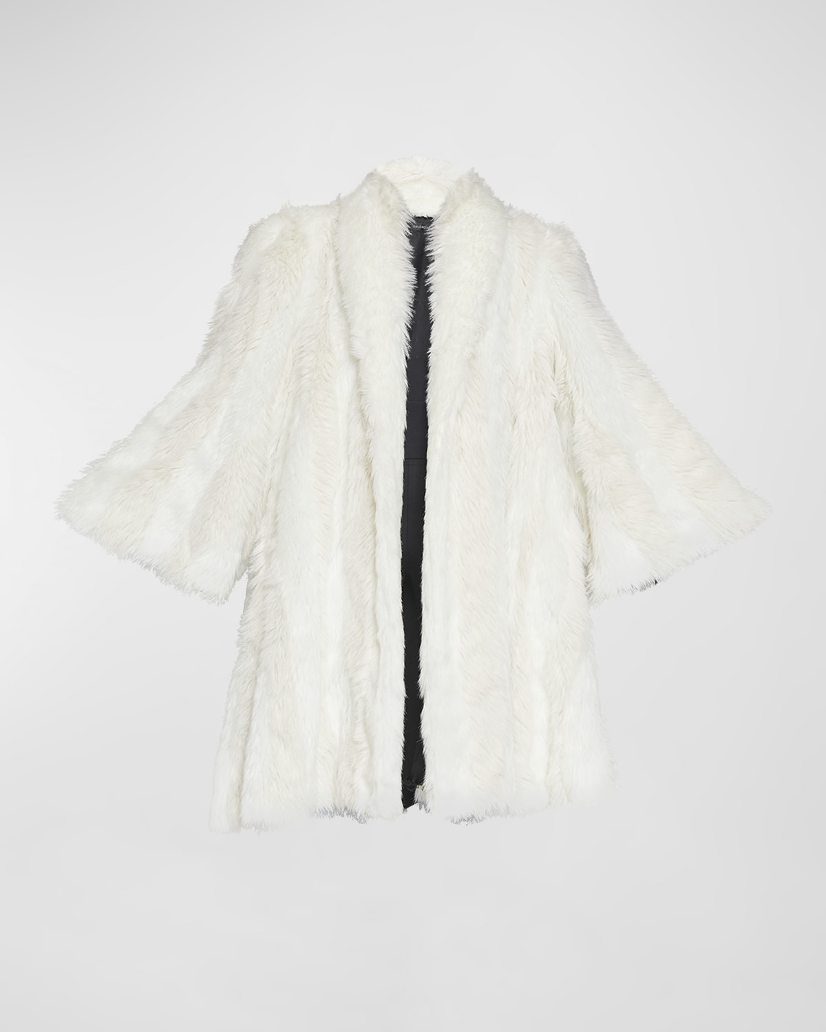 Graffiti Logo A-Line Faux Fur Long Coat