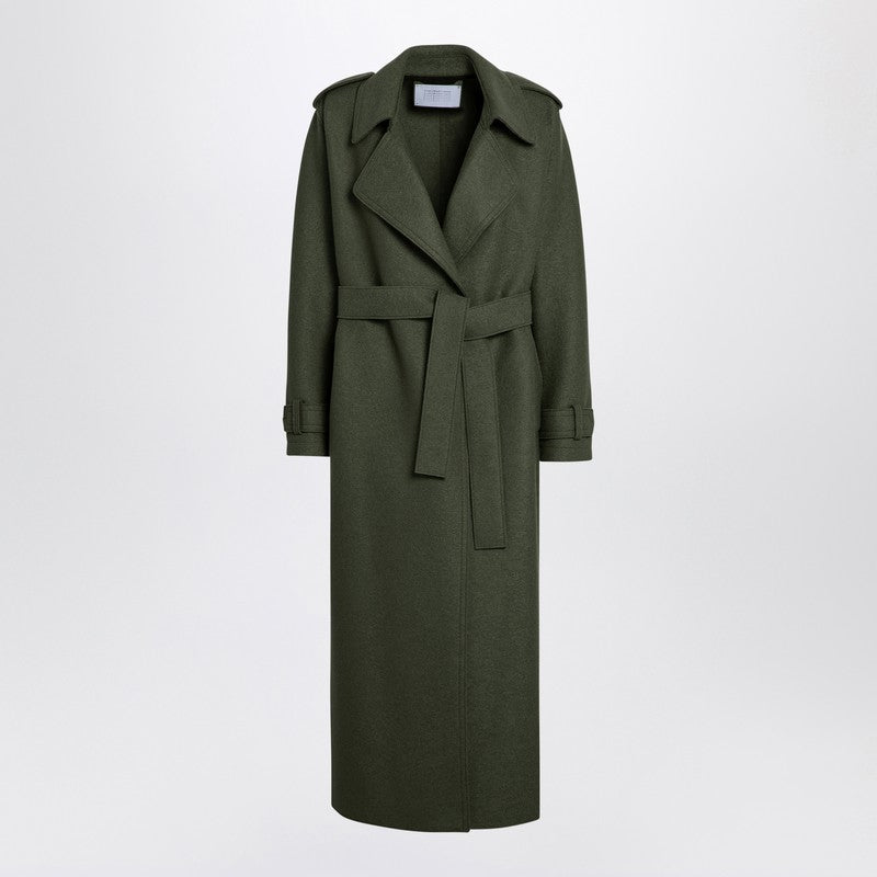 Green Wool Coat With Belt