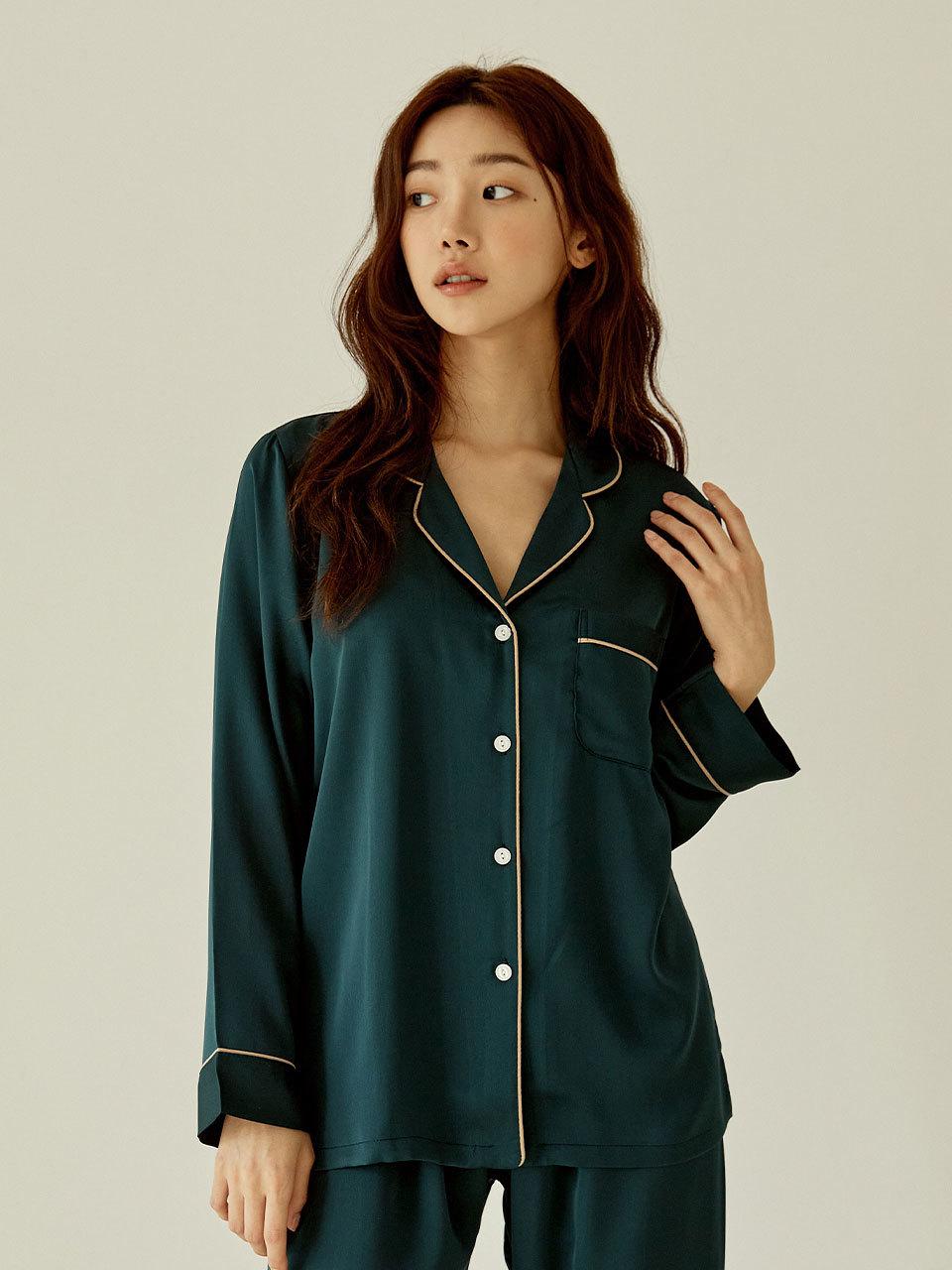 Greenery Satin Top and Bottom (long-sleeve