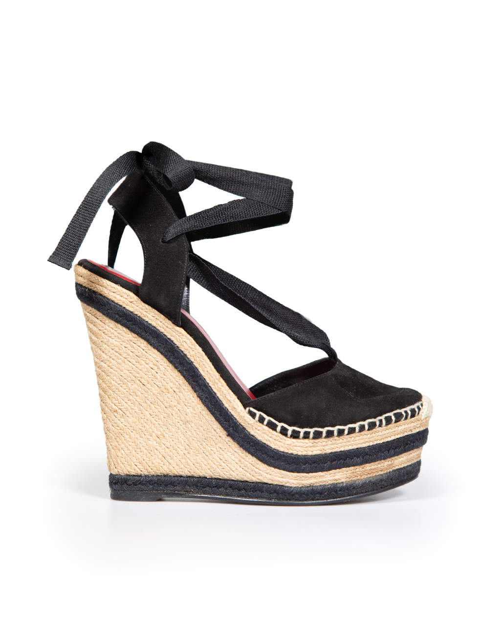 Gucci Black Suede Espadrilles Platform Wedges