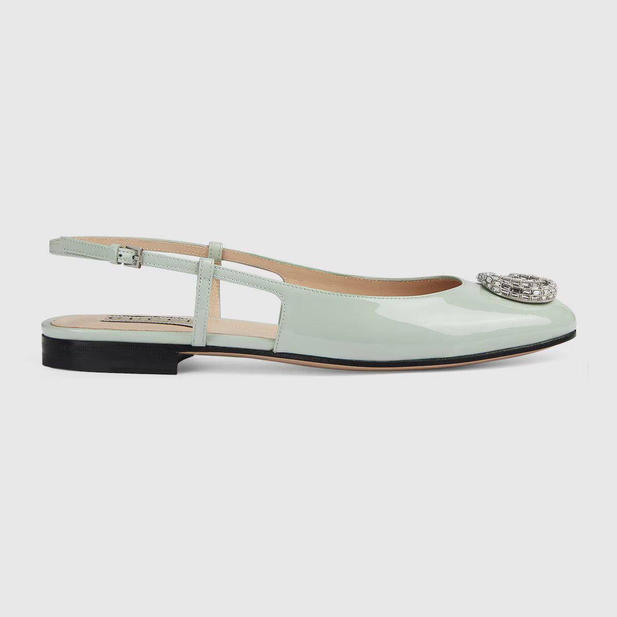 Gucci Double G Crystal Ballet Flats Size 37.5 in Green, Women's