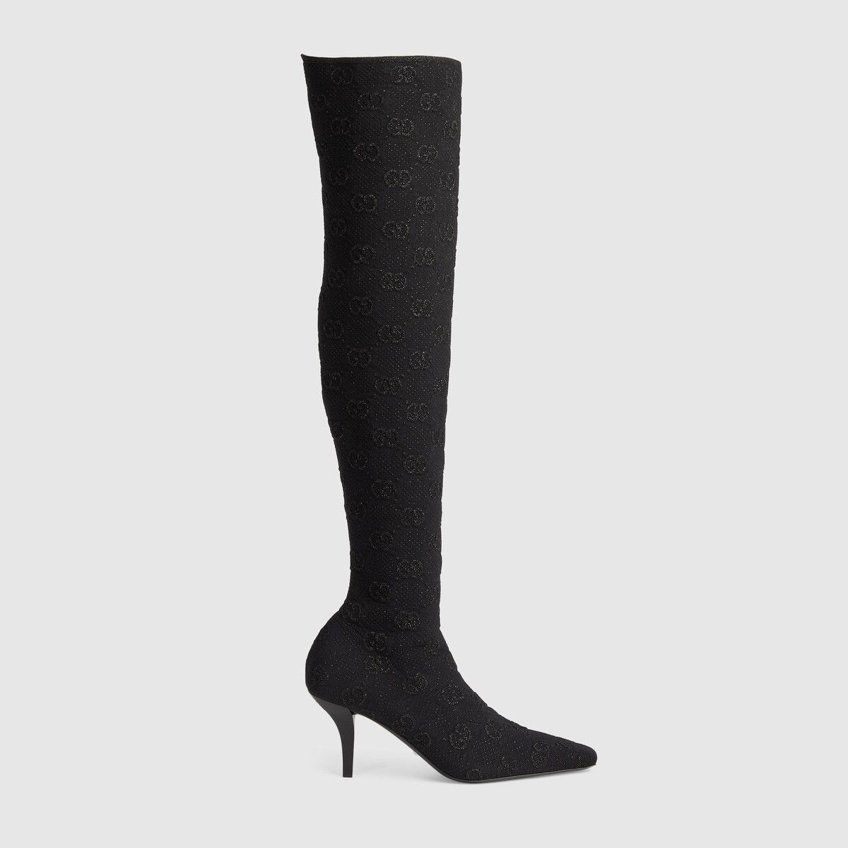 Gucci O1S1Wg110125 GG Knee-High Boots In Black/silver, Women's