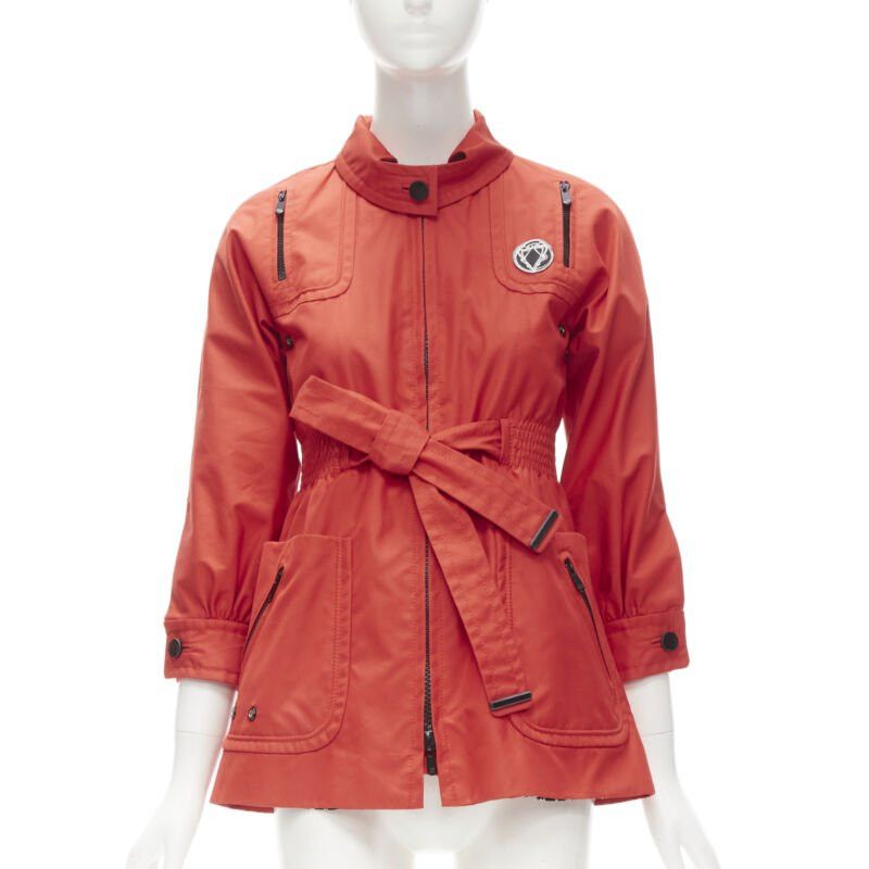 Gucci Red Cotton Elasticised Waist Belted Anorak Parka Jacket It36 S, Women's (Size XS)