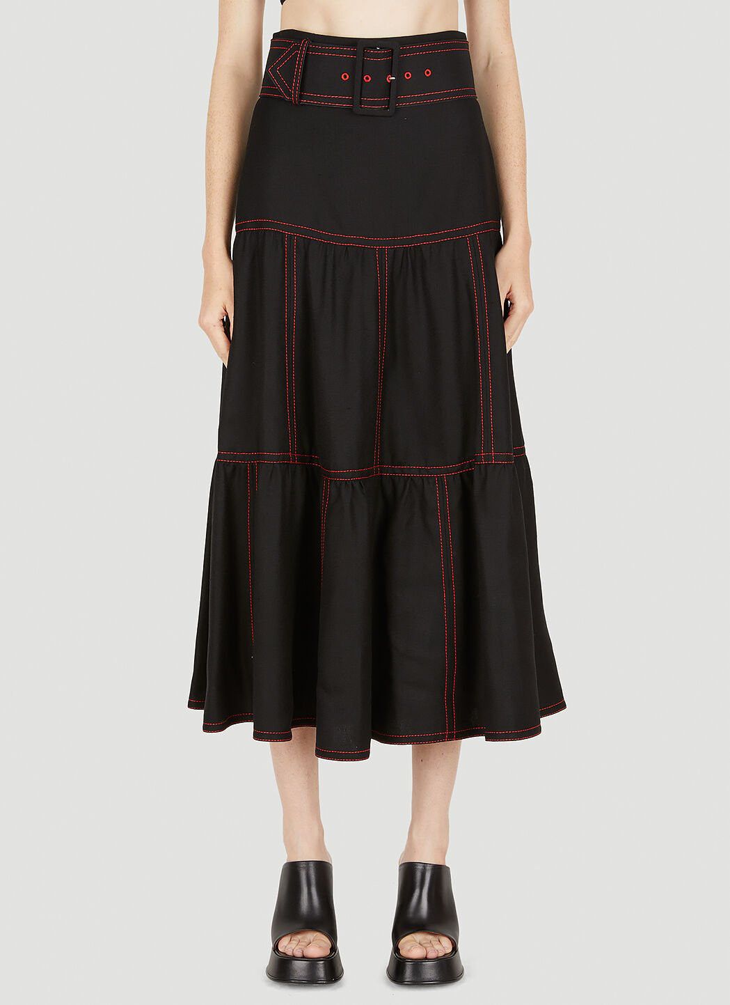 Gucci Tiered Mid Length Skirt in Black, Women's (Size 26)