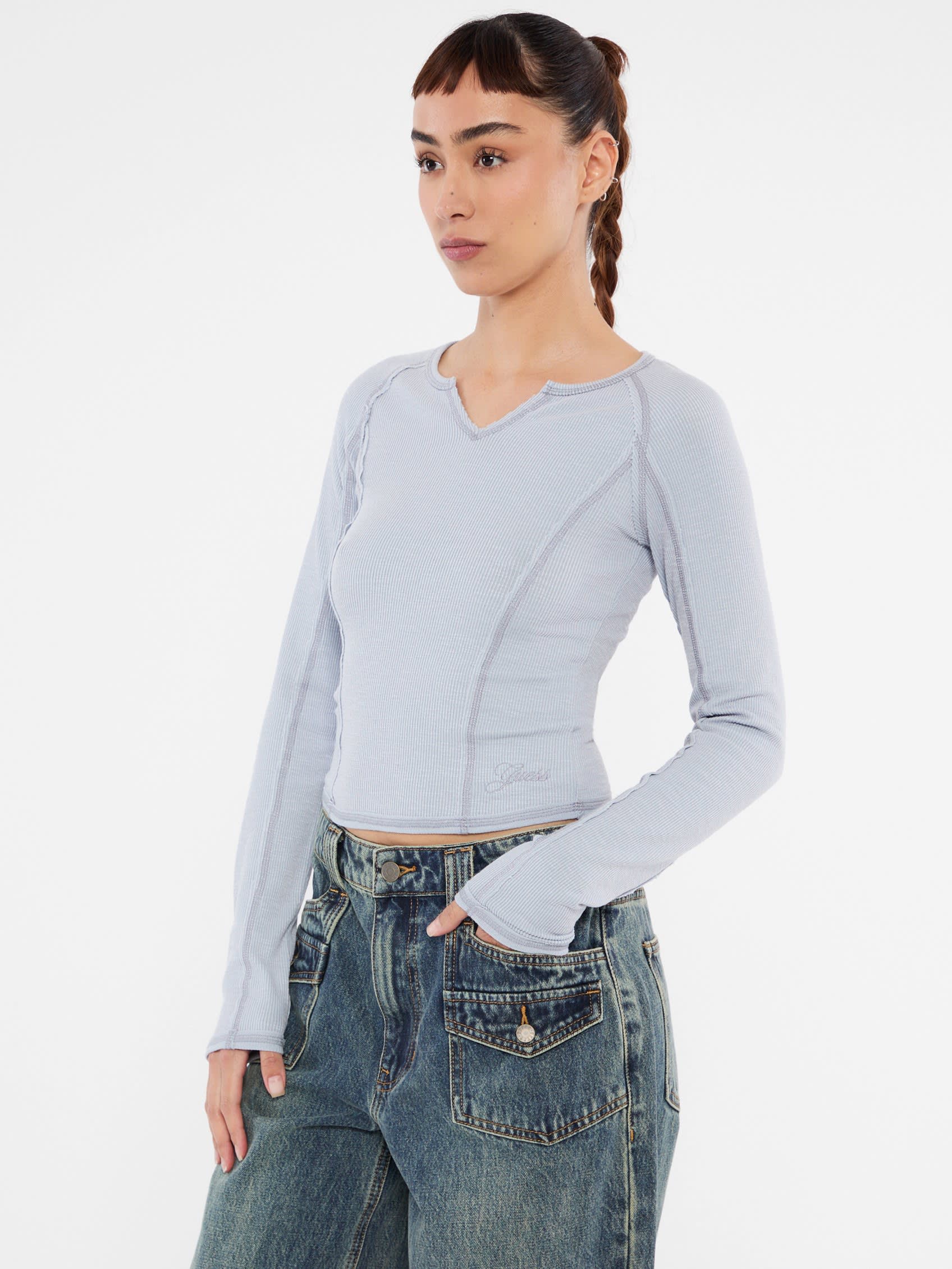 Guess Originals Notched Long-sleeve Top