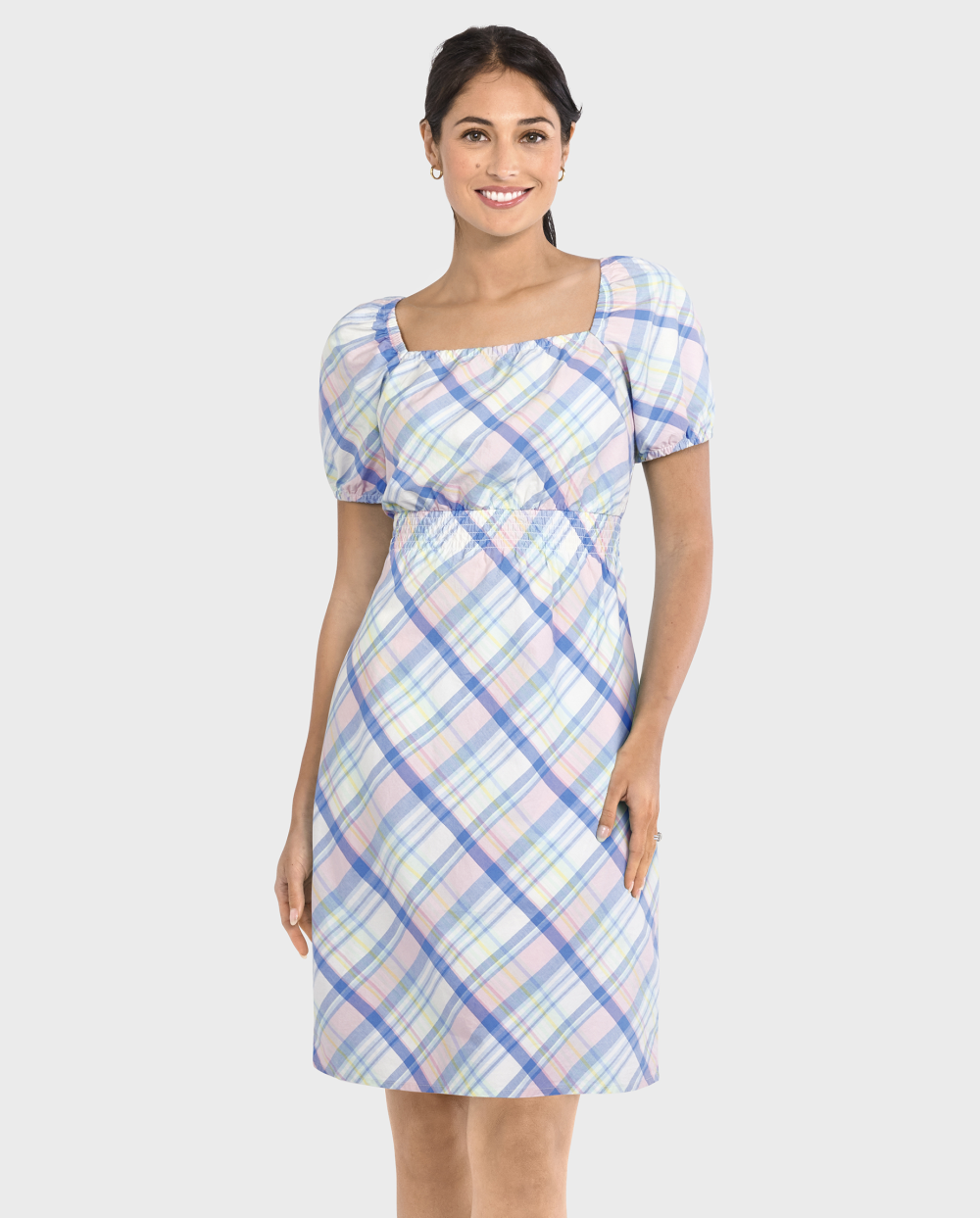 Gymboree | Womens | Matching Family Plaid Poplin A-Line Dress - Spring Celebrations in White | 100% Cotton Poplin