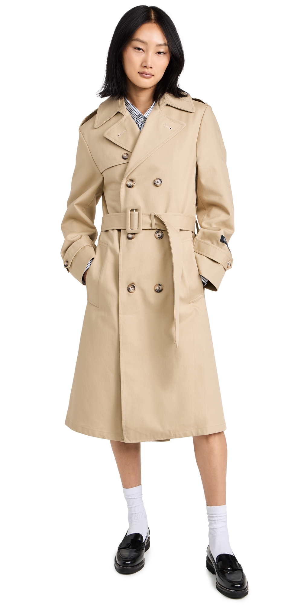 HOMMEGIRLS Classic Khaki Trench Coat Khaki L