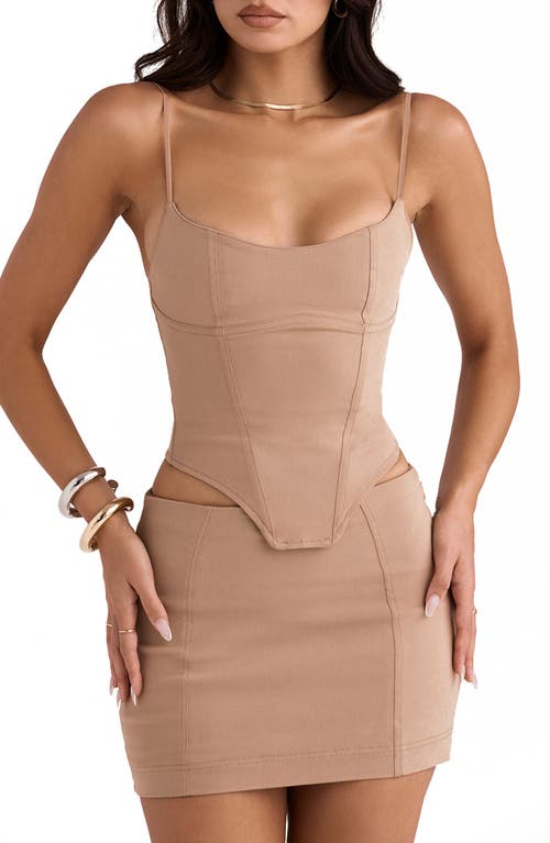 HOUSE OF CB Flavia Sculpting Corset Top in Beige at Nordstrom, Size X-Small