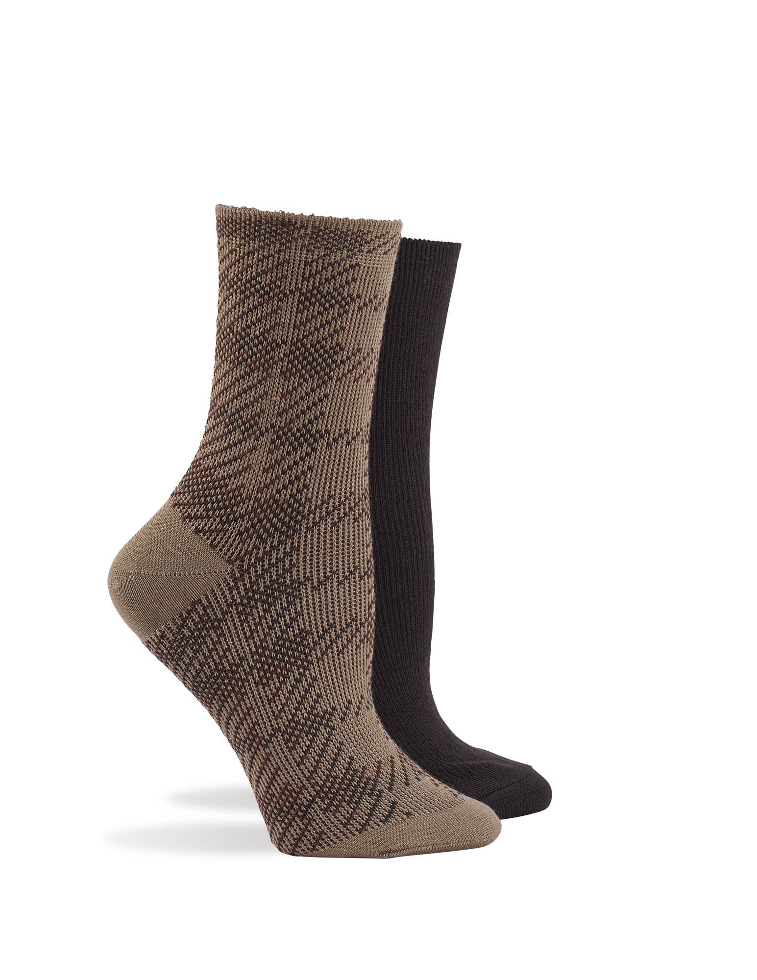 HUE Wintersoft Boot Sock 2 Pair Pack - CASHEW PLAID One Size