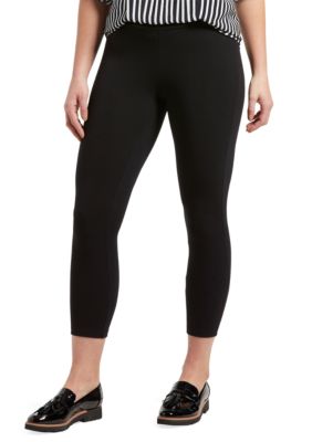 HUE Women's Wide Waistband Blackout Cotton Capri Leggings, Black, Small