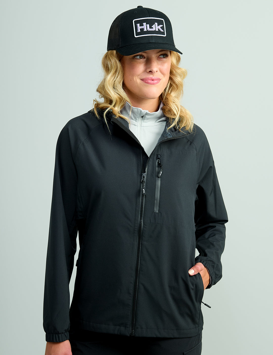 HUK Gear Women's Rover Rain Jacket in Black