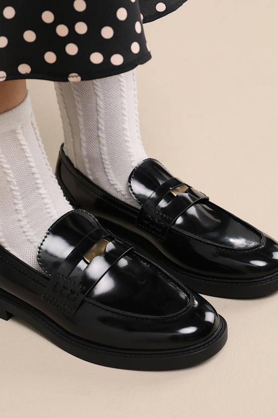 Halliday Black Patent Penny Loafers