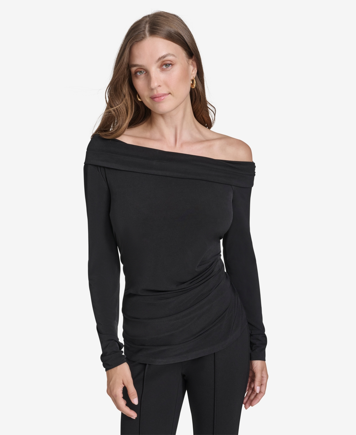 Halston Women's Ruched Off-The-Shoulder Top - Black