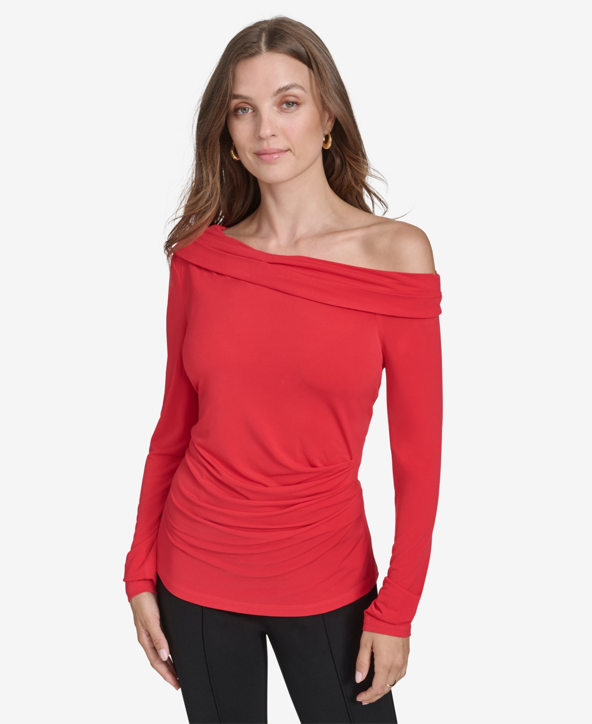 Halston Women's Ruched Off-The-Shoulder Top - Red