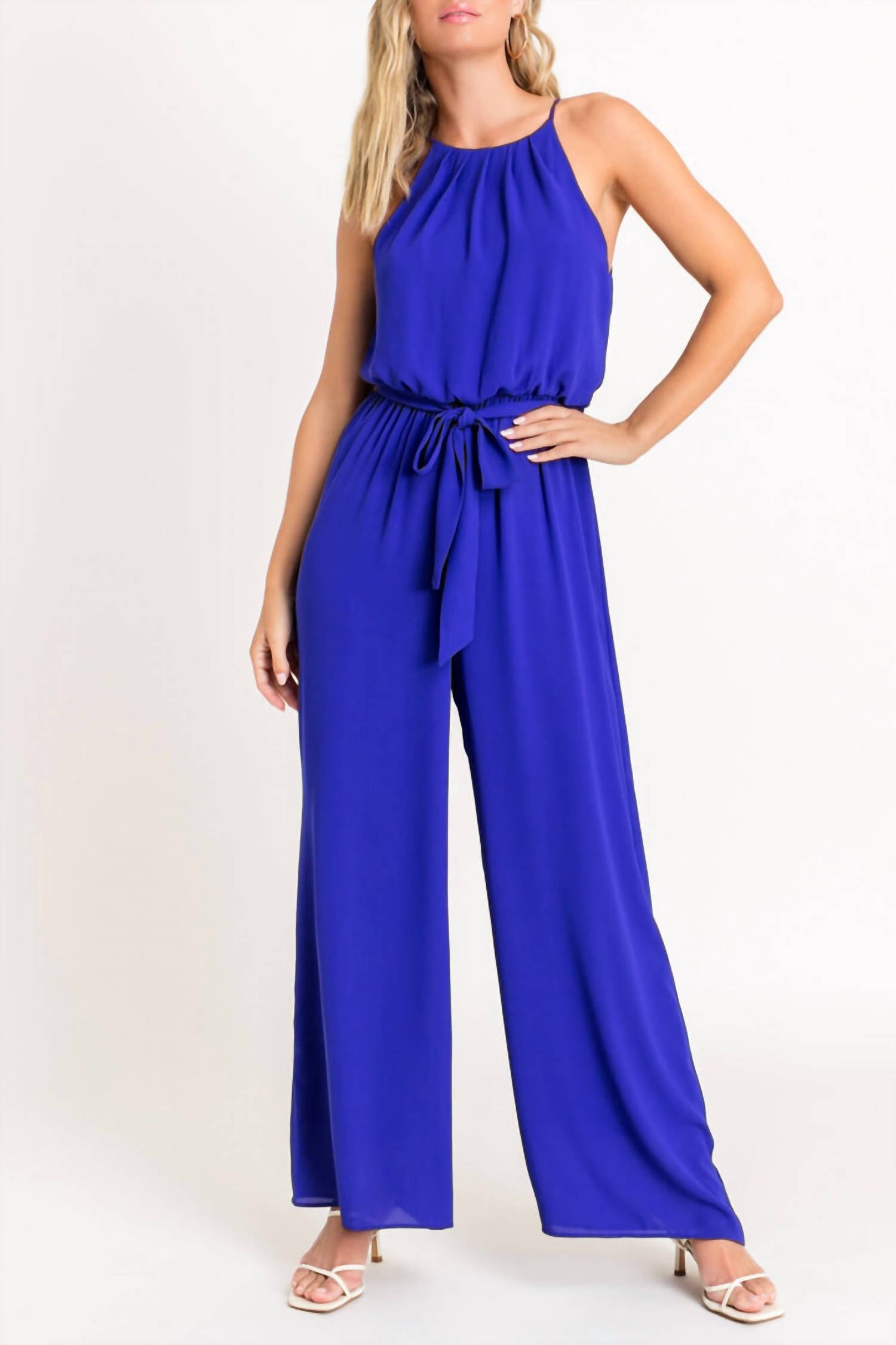 Halter Neck Jumpsuit In Indigo