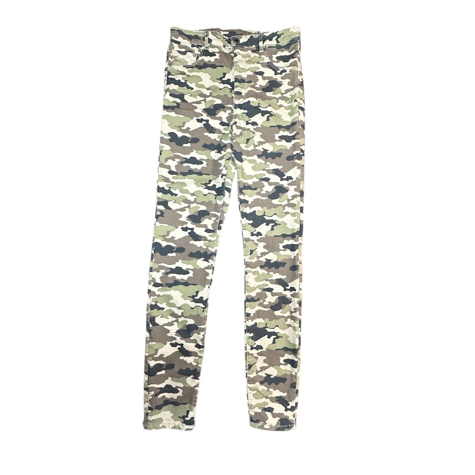 H&M And Denim Jeggings Womens 28/32 Green Camo High Waist Street