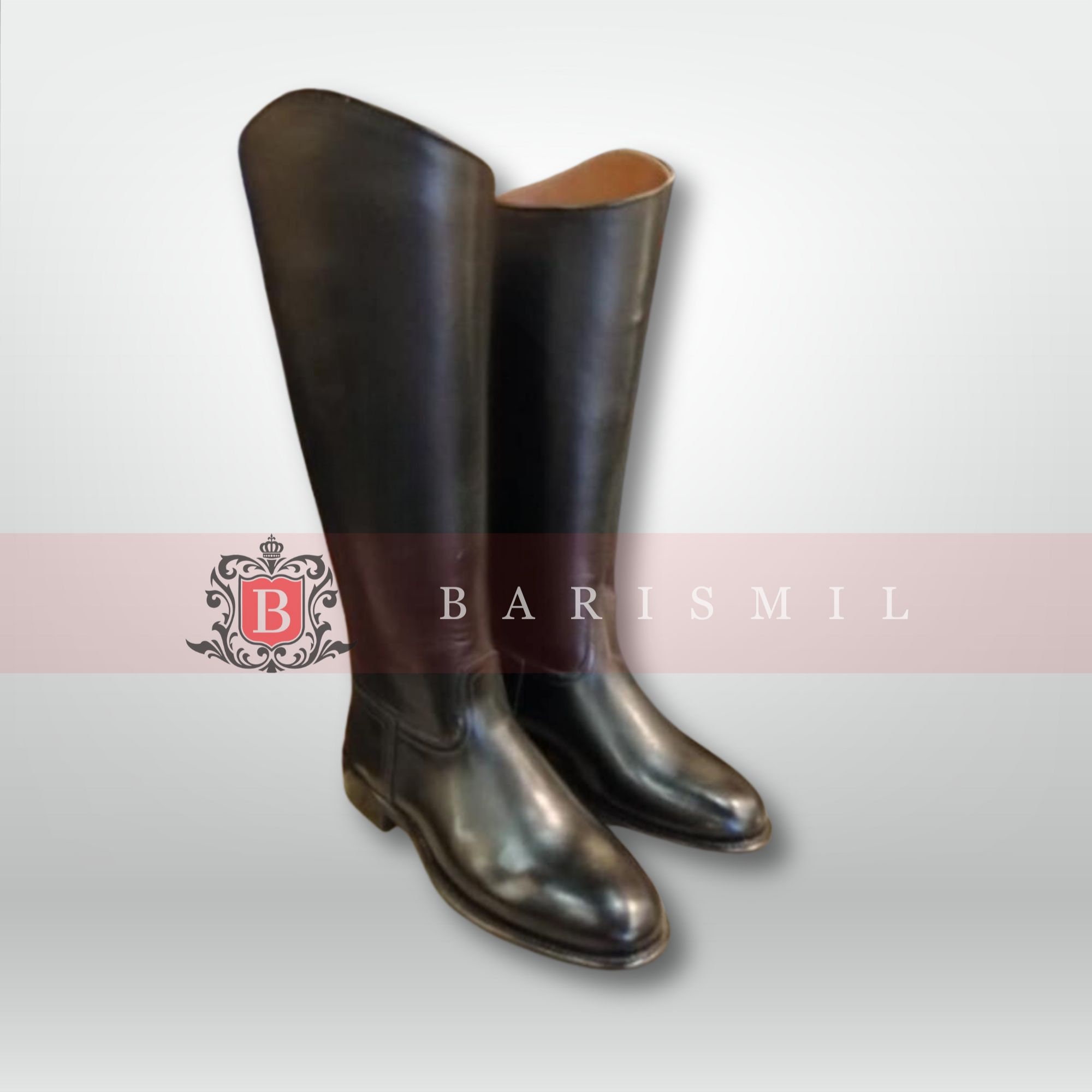 Handmade Black Leather Equestrian & Cowboy Boots | Long Riding Tall Knee-High Horse-Riding Custom Made Gifts