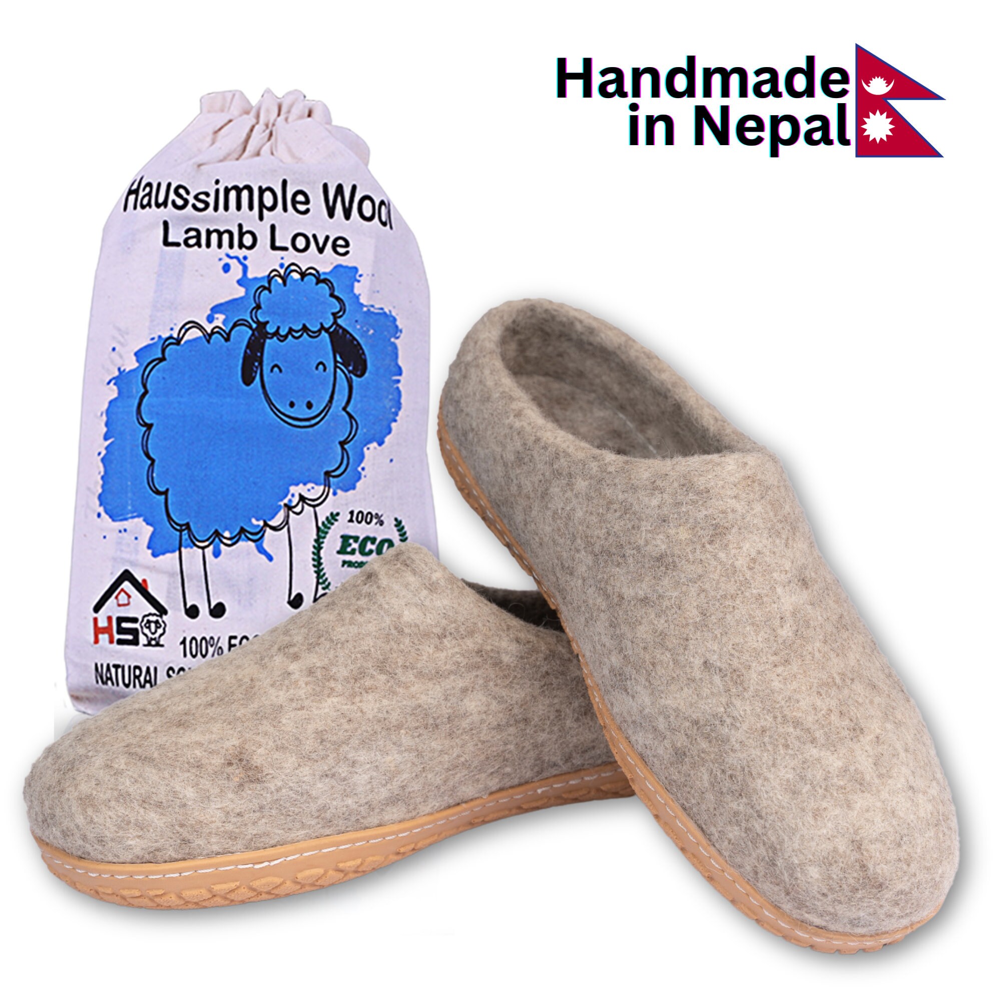 Handmade Gray Wool Felt Ankle Boots For Comfy Indoor/Outdoor Office Felted Slippers with Rubber Sole, Sheep Clogs, Cozy Unisex Shoes