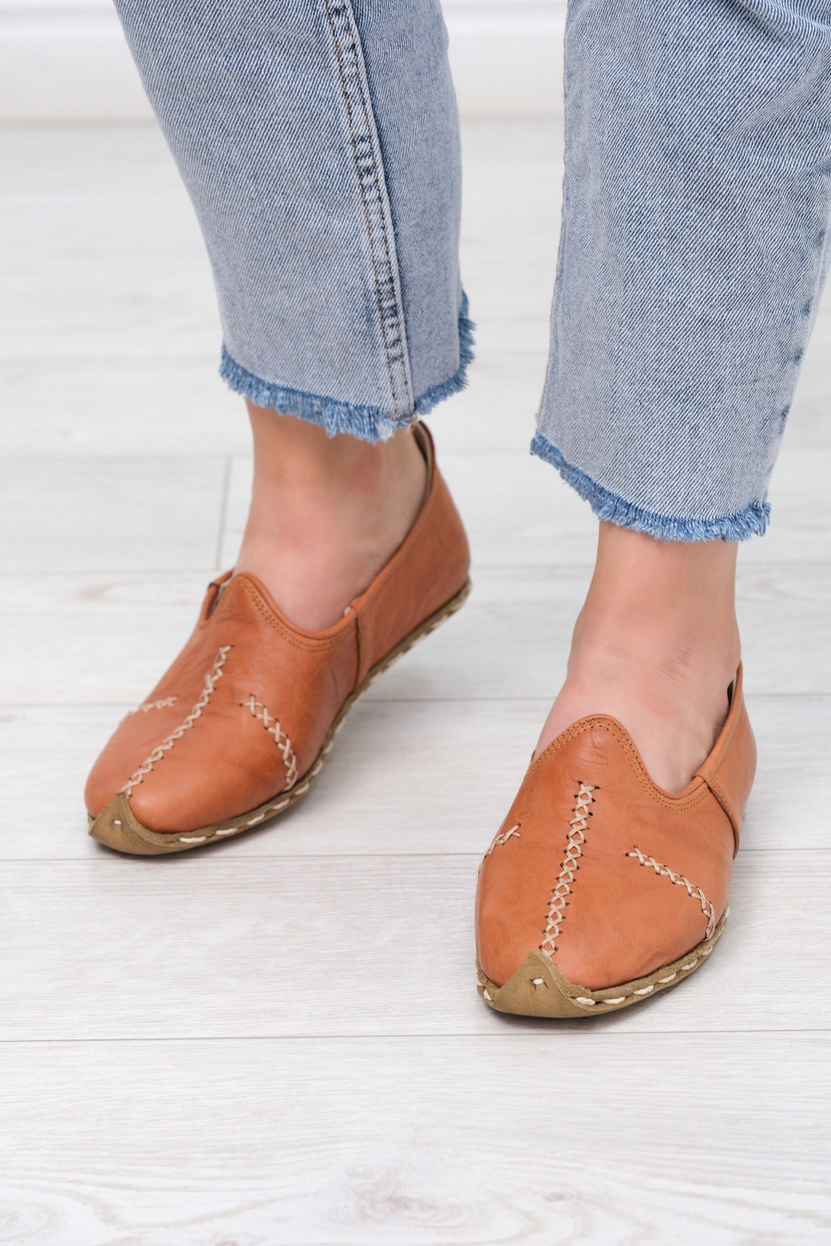 Handmade Leather Barefoot Loafers - Earthy Rustic Women's Grounding Shoes For Comfort & Style, Women