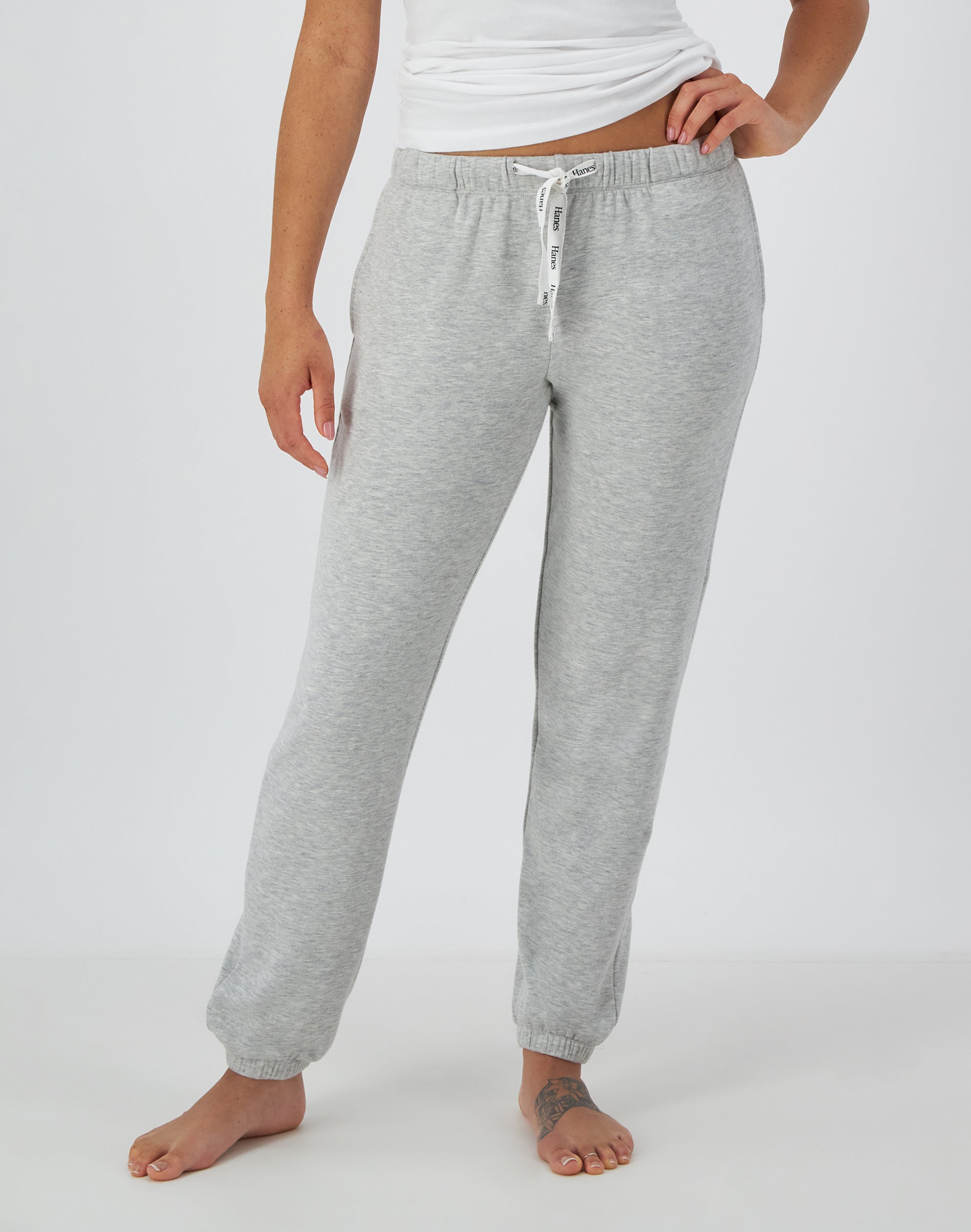 Hanes Originals Comfywear Women's French Terry Joggers, 28" Grey Marle XS